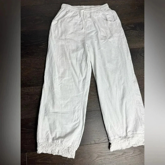 Woman White Lace Pants Size Large - Picture 1 of 6
